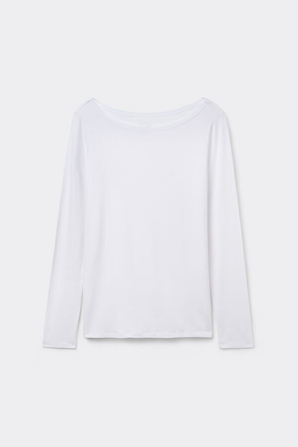 Long Sleeve Bateau Neck Top in Micromodal Long Sleeve Bateau Neck Top in Micromodal