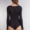 Long Sleeve Bodysuit in Ultralight Modal with Cashmere and Lace