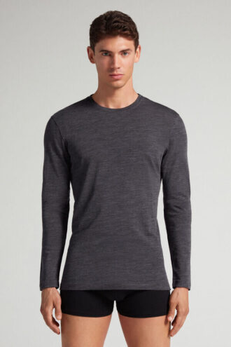Long-Sleeve Crew-Neck Merino-Wool Top