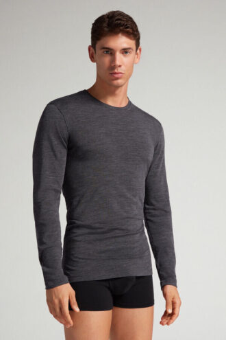 Long-Sleeve Crew-Neck Merino-Wool Top