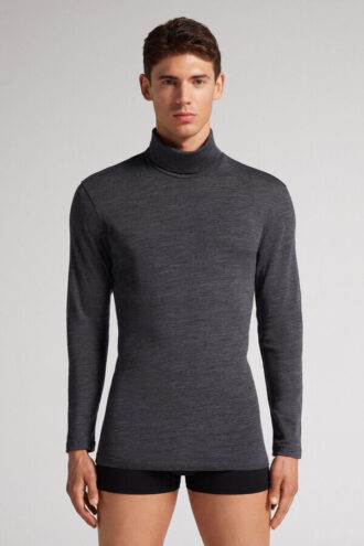 Long-Sleeve High-Neck Merino-Wool Top