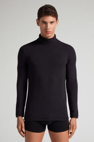 Long-Sleeve High-Neck Modal-Cashmere Top