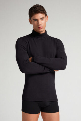 Long-Sleeve High-Neck Modal-Cashmere Top