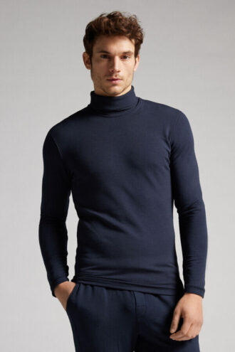 Long-Sleeve High-Neck Modal-Cashmere Top