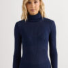 Long-Sleeve High-Neck Tubular Top in Wool and Silk