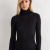 Long-Sleeve High-Neck Tubular Top in Wool and Silk