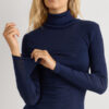 Long-Sleeve High-Neck Tubular Top in Wool and Silk