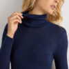 Long-Sleeve High-Neck Tubular Top in Wool and Silk