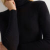 Long-Sleeve High-Neck Tubular Top in Wool and Silk