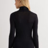 Long-Sleeve High-Neck Tubular Top in Wool and Silk