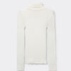 Long-Sleeve High-Neck Tubular Top in Wool and Silk