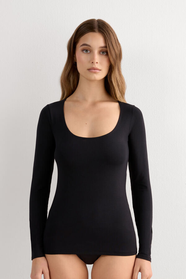 Long Sleeve Scoop Neck Top in Micro-Modal Long Sleeve Scoop Neck Top in Micro-Modal