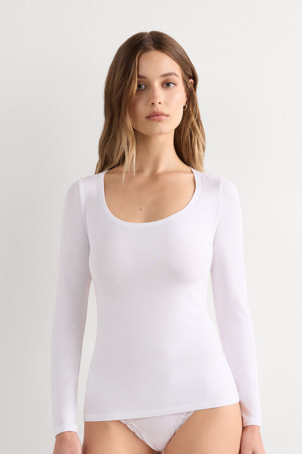 Long Sleeve Scoop Neck Top in Micro-Modal Long Sleeve Scoop Neck Top in Micro-Modal