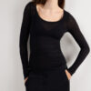Long Sleeve Scoop Neck Top in Ultralight Modal with Cashmere Long Sleeve Scoop Neck Top in Ultralight Modal with Cashmere