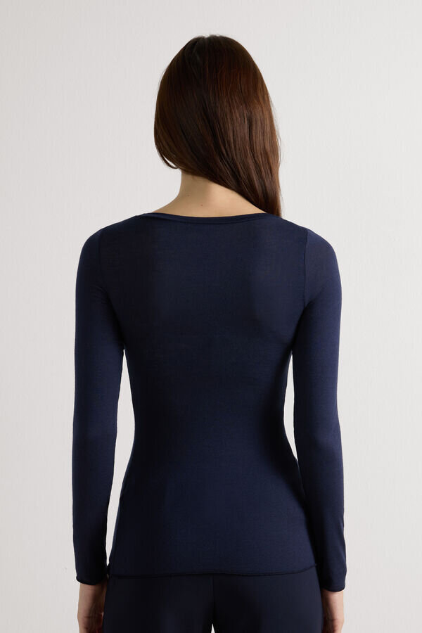Long Sleeve Scoop Neck Top in Ultralight Modal with Cashmere Long Sleeve Scoop Neck Top in Ultralight Modal with Cashmere