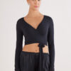 Long Sleeve Wrap Top in Modal Ultralight with Cashmere Long Sleeve Wrap Top in Modal Ultralight with Cashmere
