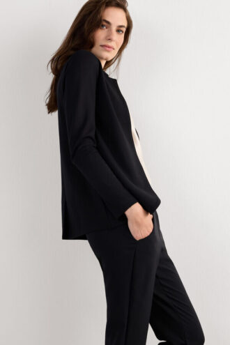 Long-Sleeved Cotton Interlock Cardigan