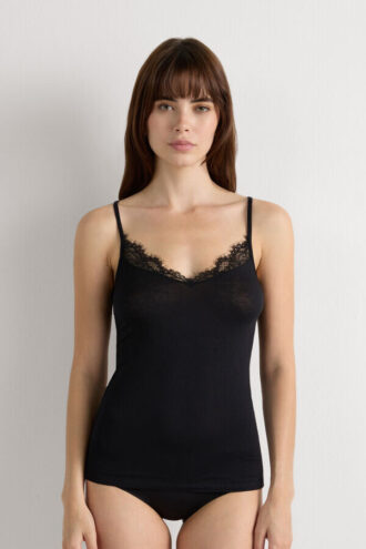 Modal Ultralight Cashmere Blend Top with Lace