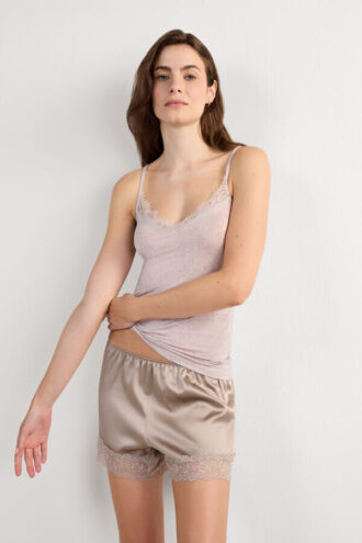 Modal Ultralight Cashmere Blend Top with Lace