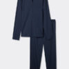 Open Front Full Length Pajamas in Cotton