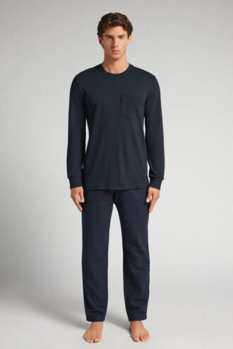 Pinstripe Cotton Full Length Pajamas