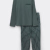 Premium Mercerized Cotton and Stripe Print Cloth Full Length Pajamas