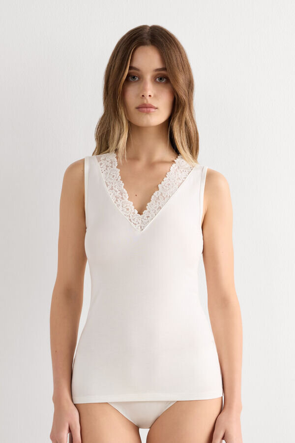 Pretty Flower Modal and Lace Tank Top Pretty Flower Modal and Lace Tank Top