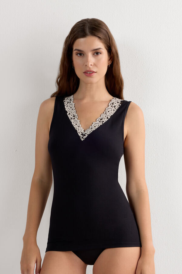 Pretty Flower Modal and Lace Tank Top Pretty Flower Modal and Lace Tank Top