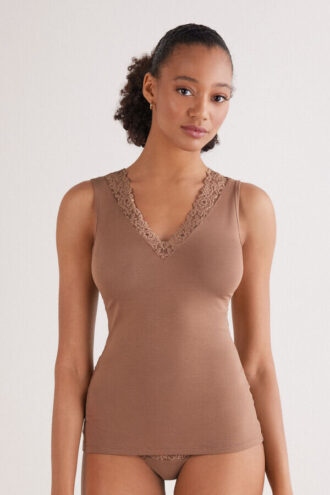 Pretty Flower Modal and Lace Tank Top