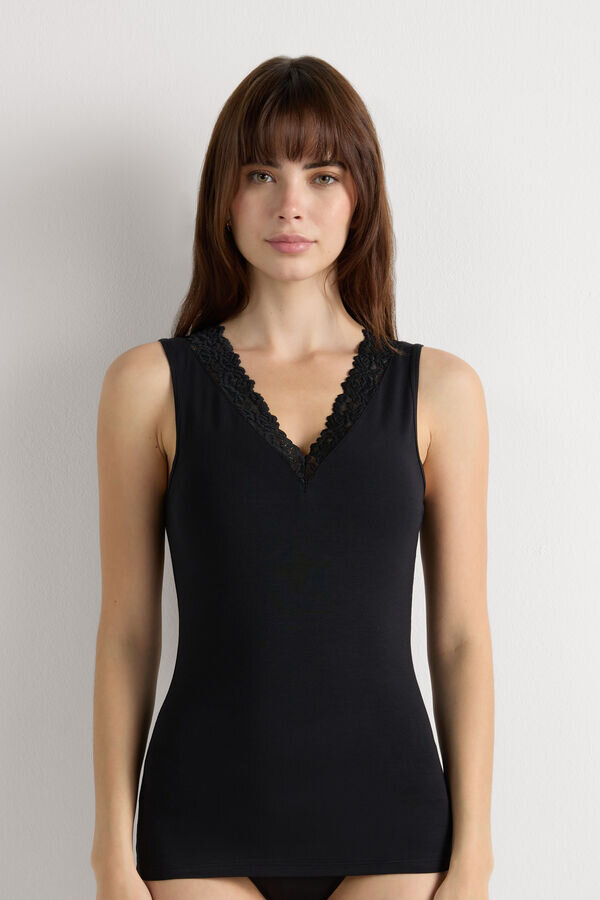 Pretty Flower Modal and Lace Tank Top Pretty Flower Modal and Lace Tank Top