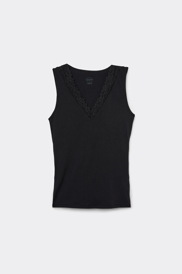 Pretty Flower Modal and Lace Tank Top Pretty Flower Modal and Lace Tank Top