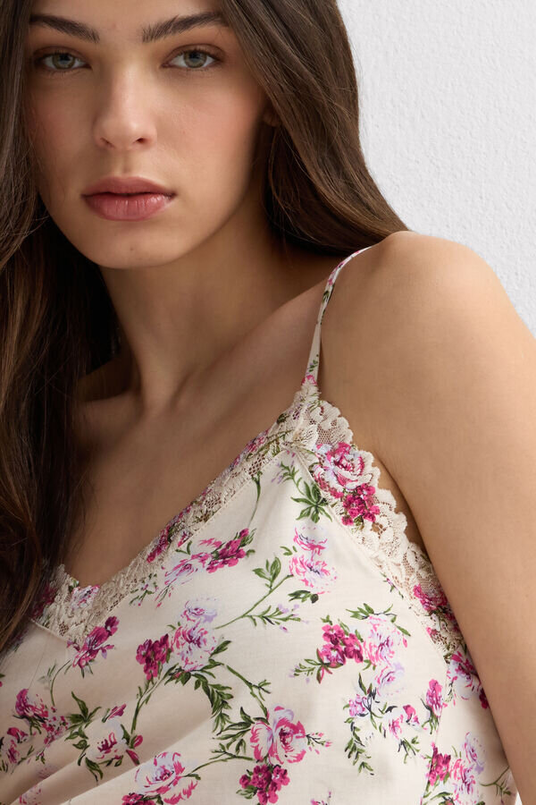 Pretty Flowers Print Superior Cotton Short Pajamas with Camisole Pretty Flowers Print Superior Cotton Short Pajamas with Camisole