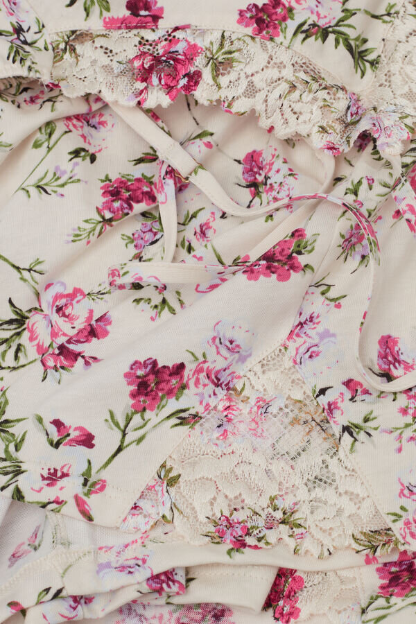 Pretty Flowers Print Superior Cotton Short Pajamas with Camisole Pretty Flowers Print Superior Cotton Short Pajamas with Camisole