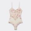 Pretty Flowers Print Tulle and Lace Bodysuit