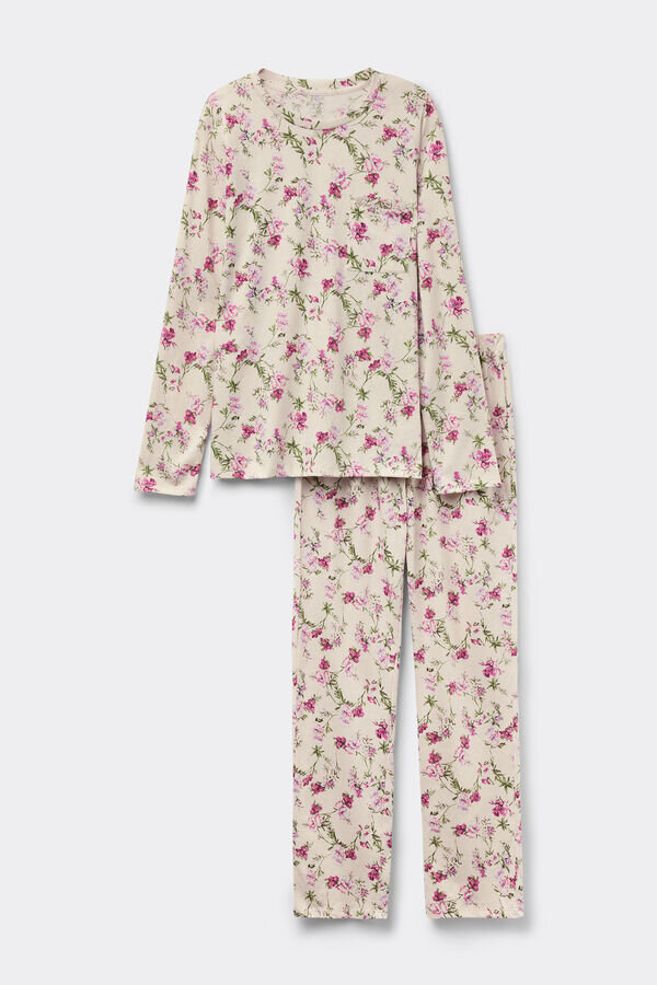 Pretty Flowers Printed Superior Cotton Full Length Pajamas Pretty Flowers Printed Superior Cotton Full Length Pajamas