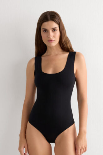 Raw Edge Cotton Bodysuit