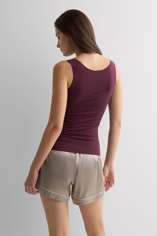 Raw Edge Round Neck Cotton Tank Top Raw Edge Round Neck Cotton Tank Top