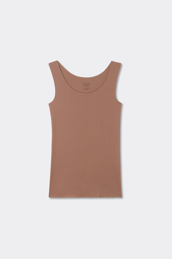 Raw Edge Round Neck Cotton Tank Top Raw Edge Round Neck Cotton Tank Top