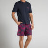 Red and Blue Check Print Cloth and Cotton Short Pajamas