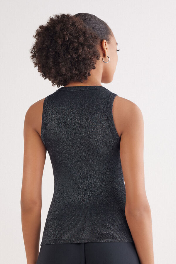 Ribbed Cotton Lame Tank Top Ribbed Cotton Lame Tank Top