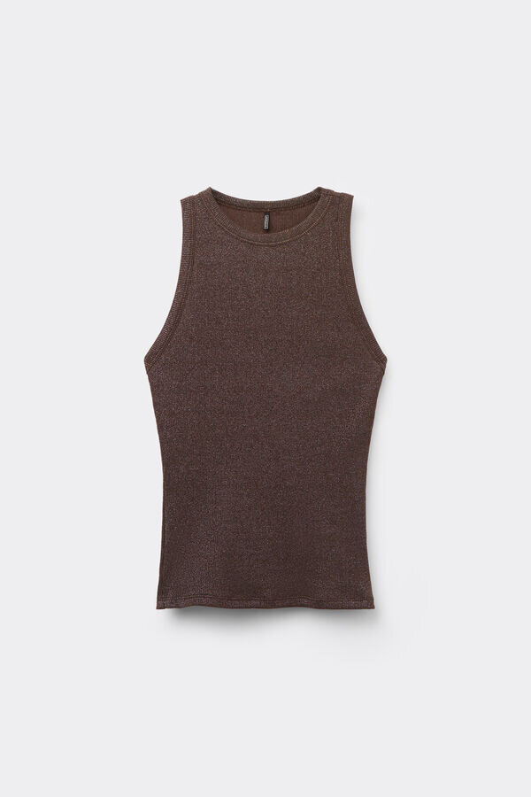 Ribbed Cotton Lame Tank Top Ribbed Cotton Lame Tank Top