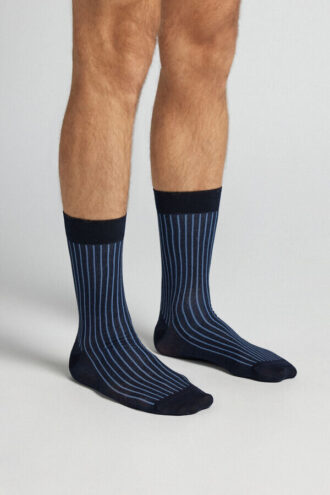 Ribbed Lisle Cotton Crew Socks