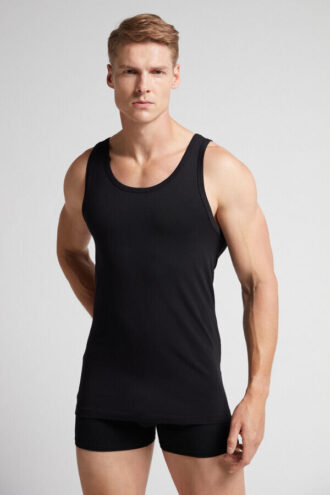 Round Neck Tank Top in Stretch Superior Cotton