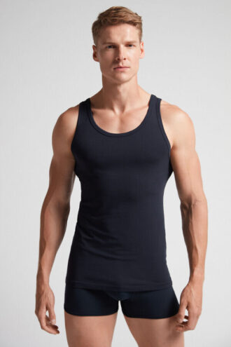 Round Neck Tank Top in Stretch Superior Cotton
