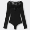 Sensual Texture Fresh Bamboo and Lace Long Sleeve Bodysuit
