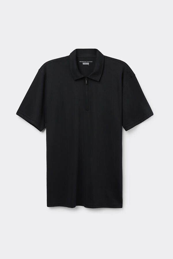 Short Sleeve Zip Polo Shirt in Premium Mercerized Cotton Short Sleeve Zip Polo Shirt in Premium Mercerized Cotton