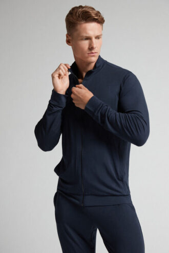 Silk and Modal Zip-Up Sweatshirt
