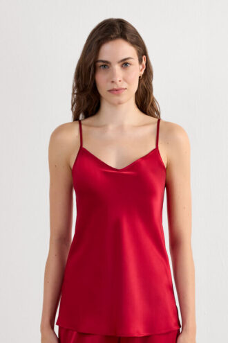 Silk Satin Top with V-Neckline