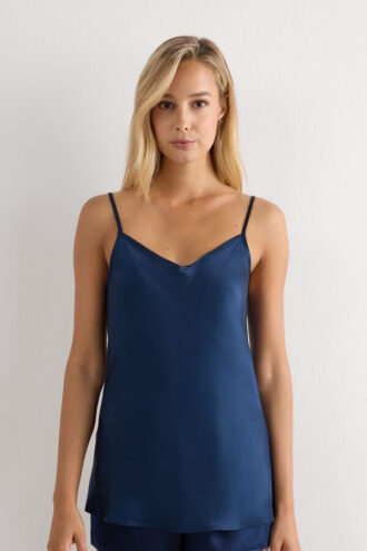 Silk Satin Top with V-Neckline