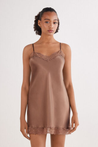 Silk Slip with Lace Insert Detail